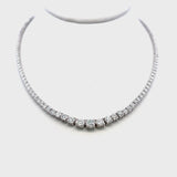 10.21 Carat Round Brilliant G VS1 Diamond 14 Karat White Gold Riviera Necklace