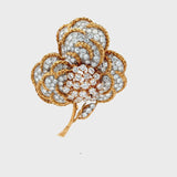 25.00 Carat Round Brilliant E VS1 Diamond 18 Karat Yellow Gold Pin Brooch