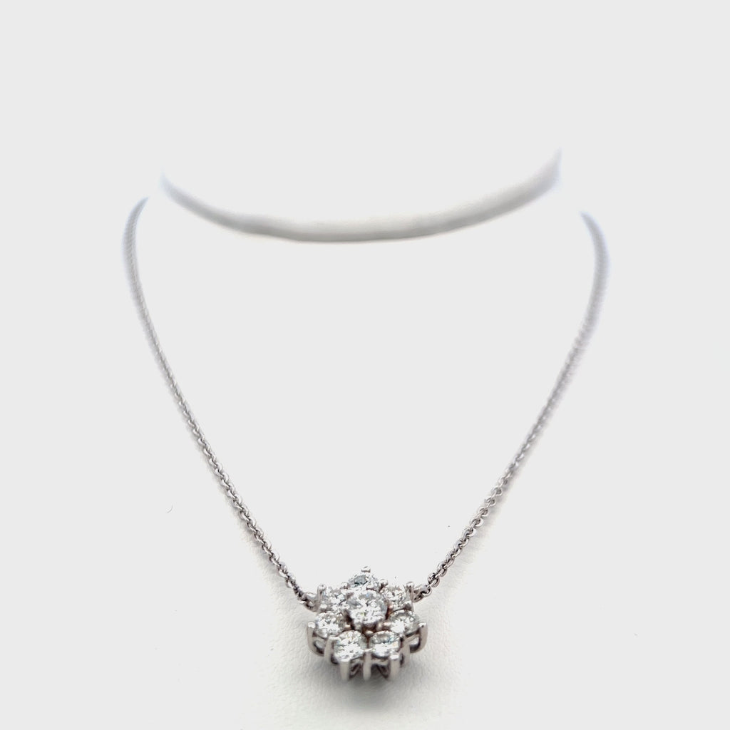 0.80 Carat Round Brilliant G VS1 Diamond 18 Karat White Gold Pendant Necklace