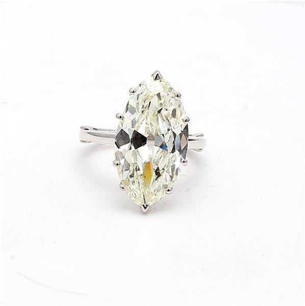 9.15 Carat Marquis Shape K VS2 Diamond Platinum Gems Stone Ring