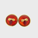 Aldo Cipullo Carnelian 18 Karat Yellow Gold Clip On Earrings