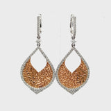 0.36 Carat Round Brilliant Diamond 14 Karat Two Tone Gold Dangling Earrings