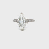 1.96 Carat Marquis Shape and Baguette Shape Diamond Platinum Engagement Ring