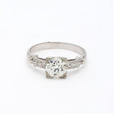 1.40 Carat Old European Cut Shape K-SI1 Diamond Platinum Engagement Ring