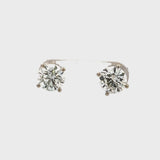 3.01 Carat Round Brilliant H VS1 Diamond 14 Karat White Gold Stud Earrings