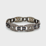 1.20 Carat Round Diamond 0.80 Carat Sapphire 18K WG-Plat Art-Deco Bracelet