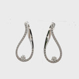 0.41 Carat Round Brilliant G VS2 Diamond 14 Karat White Gold Hoop Earrings