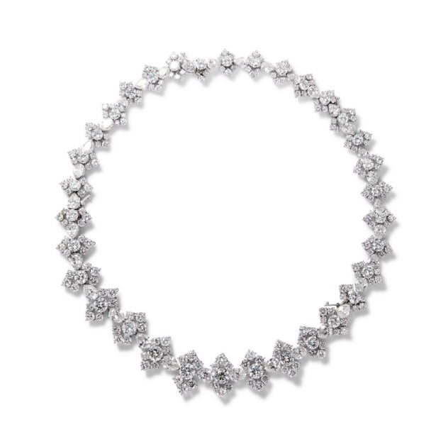 Harry Winston 83.00 Carat Round  and Pear Shape Diamond Platinum Cluster Necklace