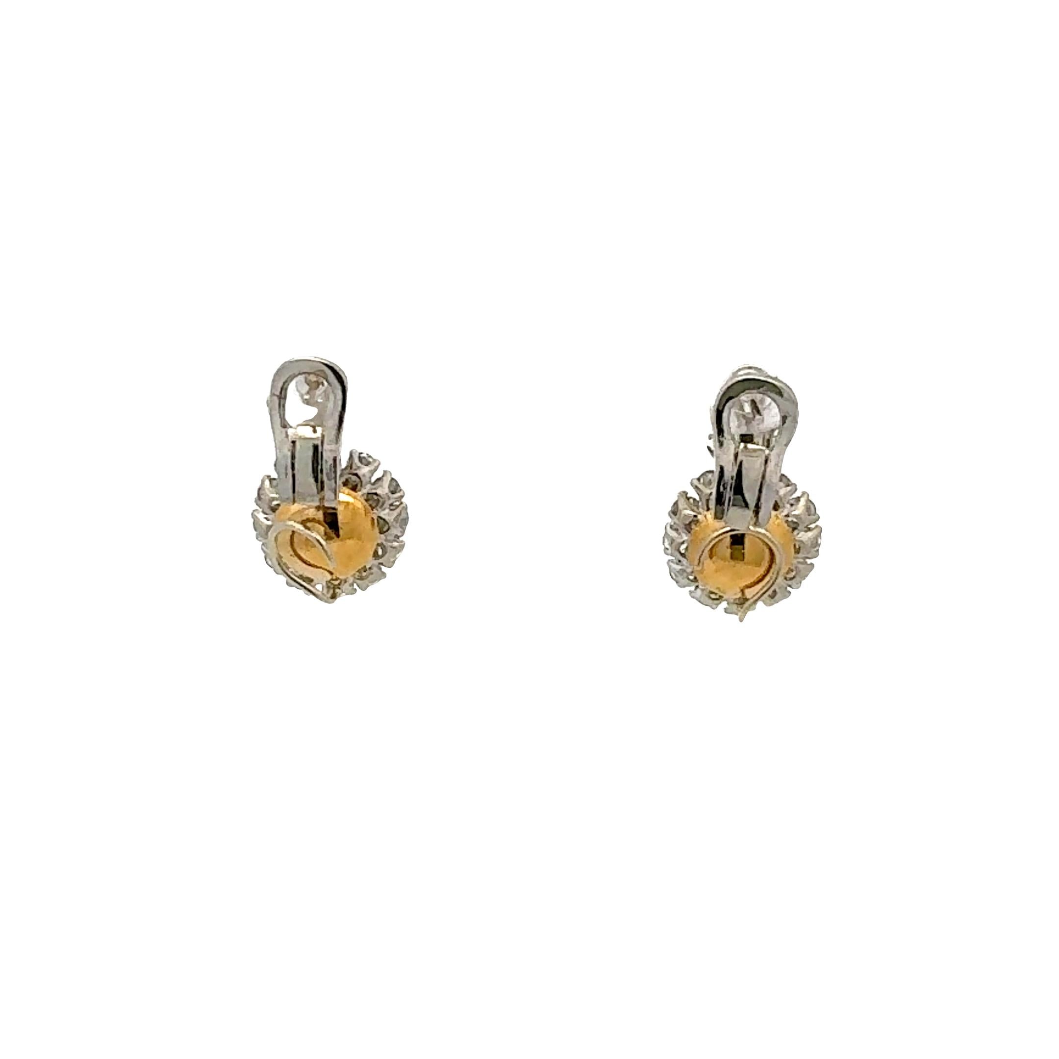 5.06 Carat Old European Cut O–Q VS Diamond Two-Tone Gold Halo Drop Earrings
