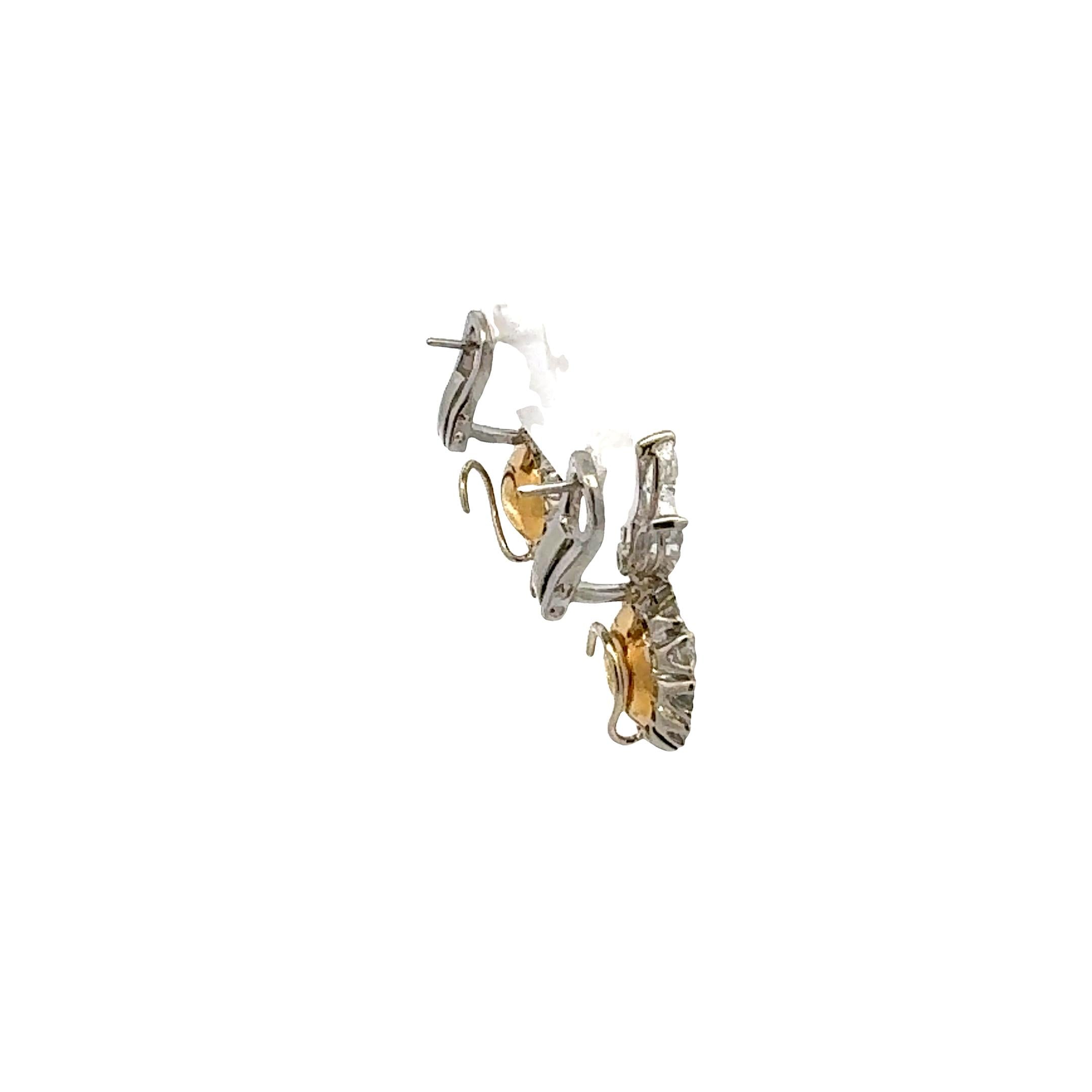 5.06 Carat Old European Cut O–Q VS Diamond Two-Tone Gold Halo Drop Earrings