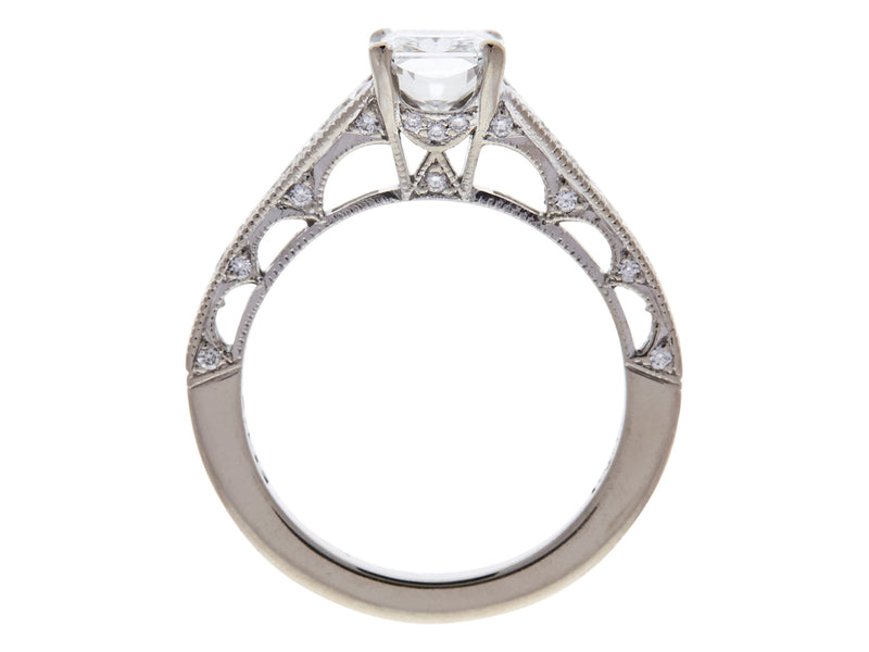 0.70 Carat Round Brilliant H VS1 Diamond 18 Karat White Gold Semi Mount Ring