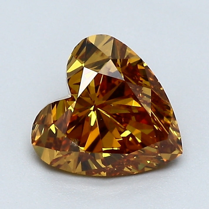 1.08 Carat Heart Shape Natural Mined Diamond Fancy Deep Orangy Yellow Color SI1 Clarity With GIA Certificate, natural diamonds, precious stones, engagement diamonds