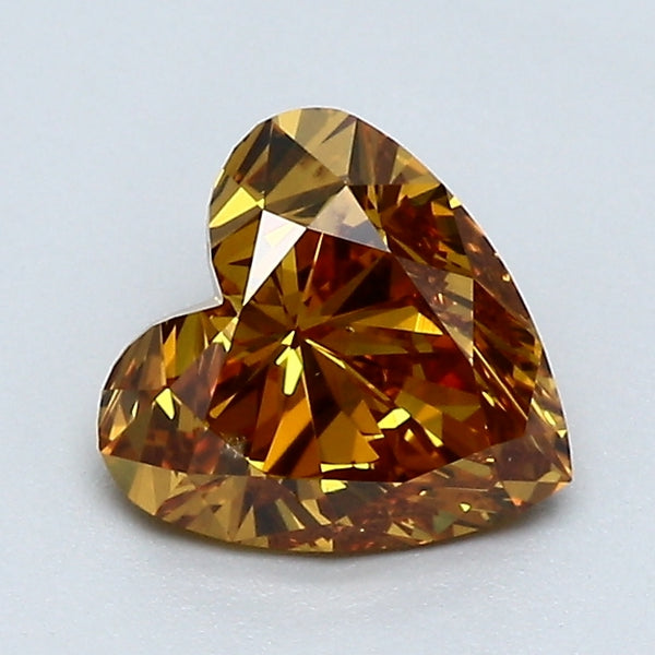 1.08 Carat Heart Shape Natural Mined Diamond Fancy Deep Orangy Yellow Color SI1 Clarity With GIA Certificate, natural diamonds, precious stones, engagement diamonds