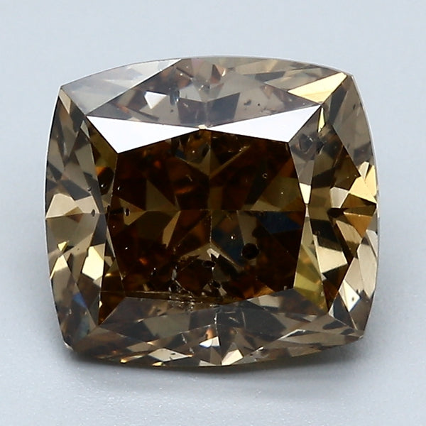 3.02 Carat Cushion Brilliant Natural Mined Diamond Fancy Deep Yellow Brown Color N Clarity With GIA Certificate, natural diamonds, precious stones, engagement diamonds
