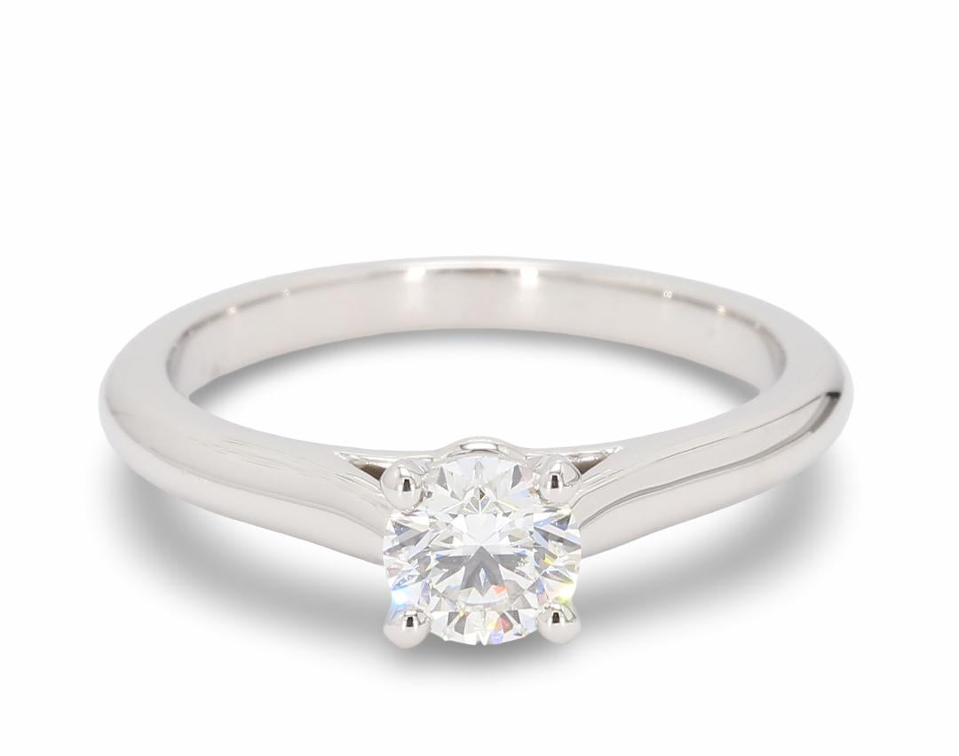 Cartier Platinum Engagement Ring with 0.51 Carat Round Diamond G VVS2 GIA