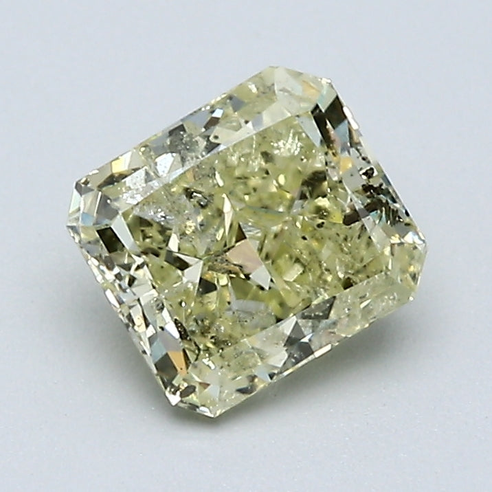 1.07 Carat Radiant Cut Diamond color Fancy Light Yellow Green Clarity I2, natural diamonds, precious stones, engagement diamonds