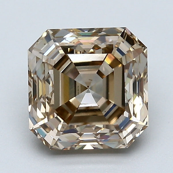 2.01 Carat Asscher Cut Natural Mined Diamond Fancy Light Brown Yellow Color SI1 Clarity With GIA Certificate, natural diamonds, precious stones, engagement diamonds