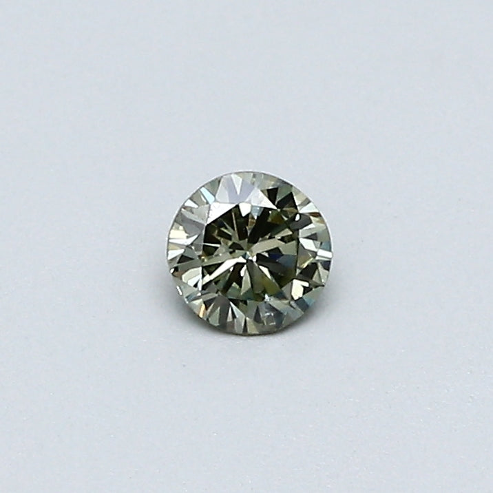 0.14 Carat Round Brilliant Natural Mined Diamond Fancy Yellowish Green Gray Color N Clarity With GIA Certificate, natural diamonds, precious stones, engagement diamonds