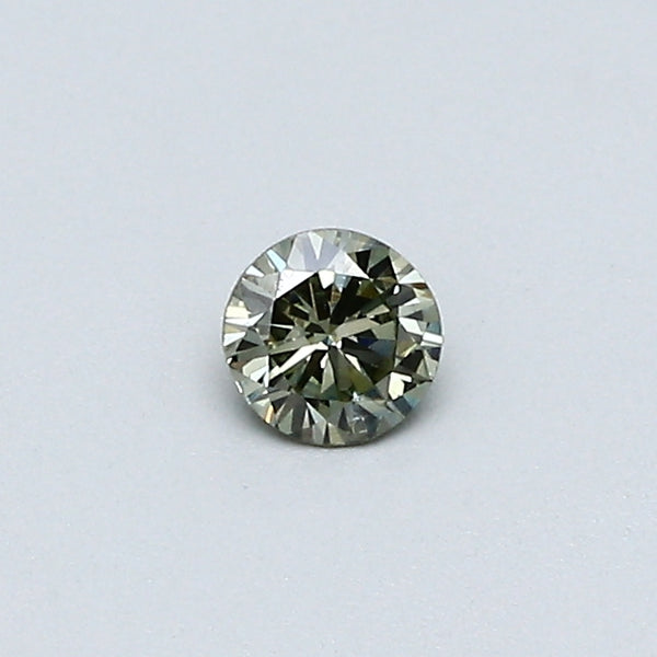 0.14 Carat Round Brilliant Natural Mined Diamond Fancy Yellowish Green Gray Color N Clarity With GIA Certificate, natural diamonds, precious stones, engagement diamonds