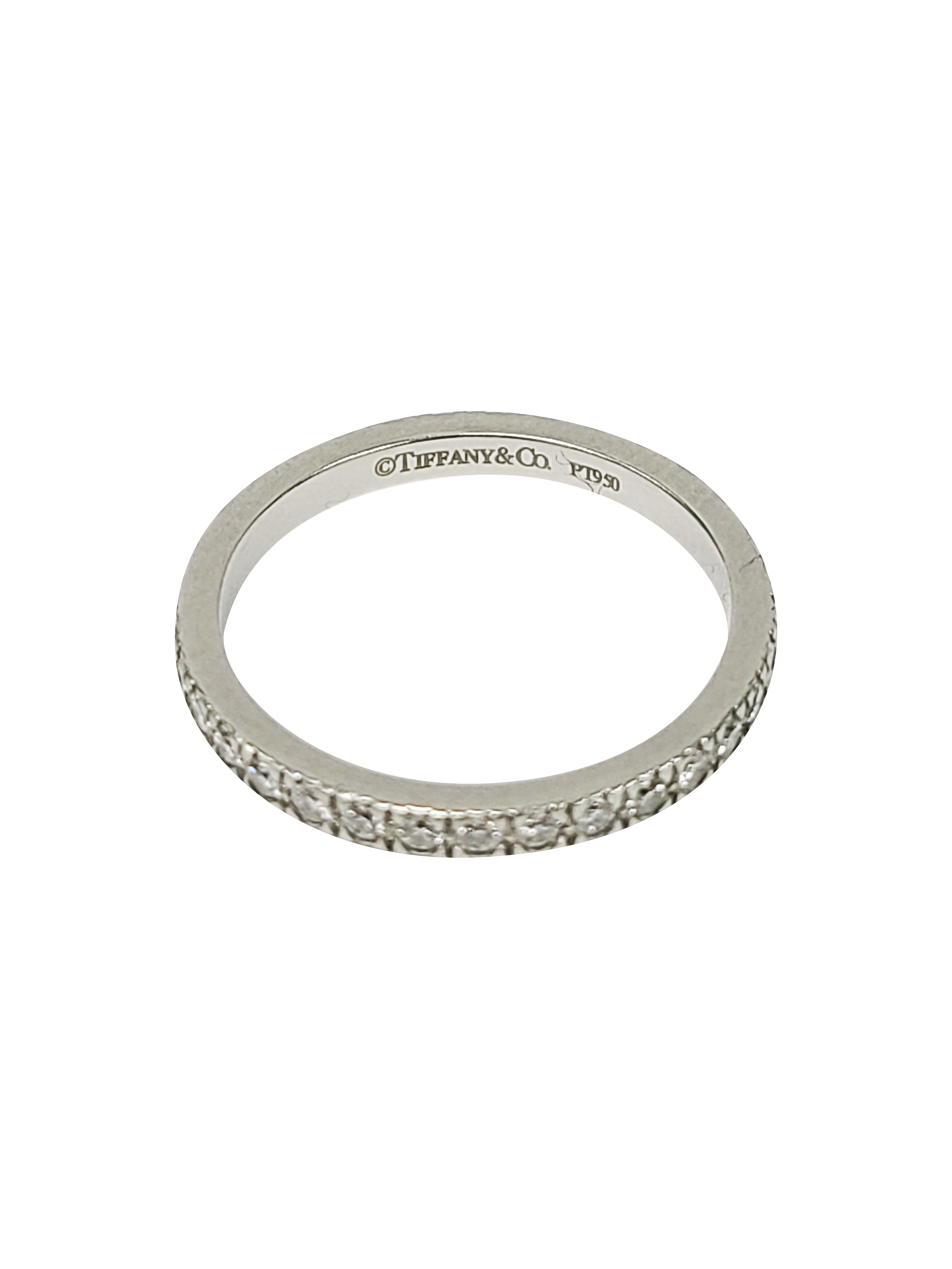 Tiffany and Co 0.96 Carat Round Brilliant I-VS1 Platinum Diamond Eternity Wedding Band