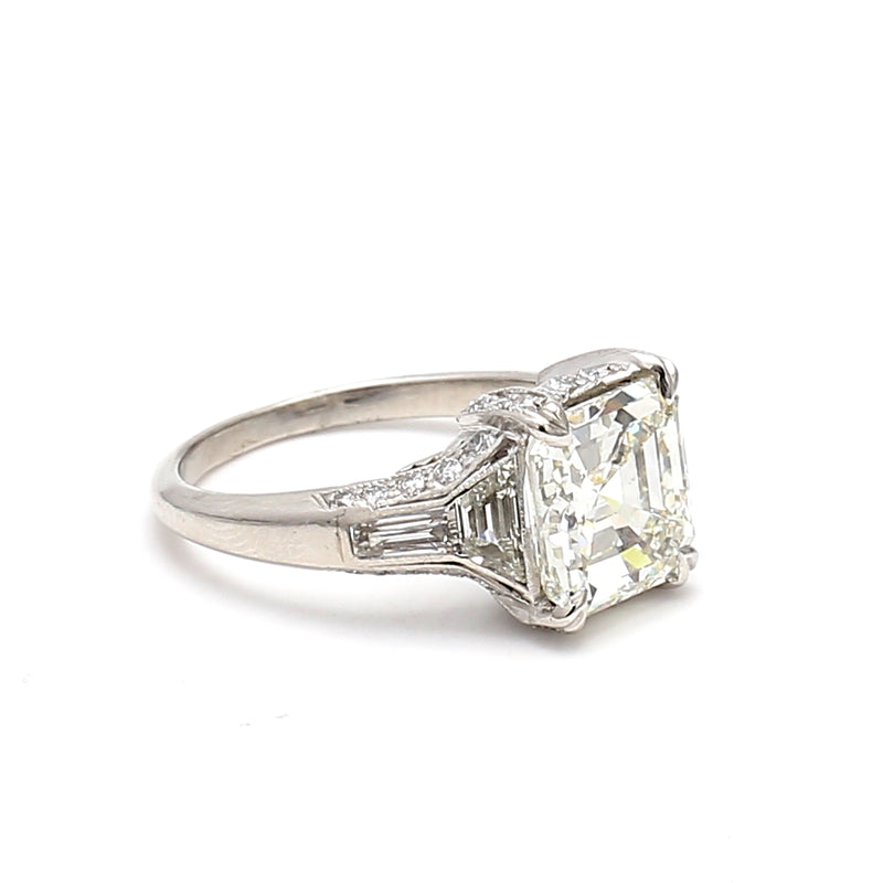 5.06 Carat Asscher Cut L-SI1 Diamond Platinum Wedding Ring
