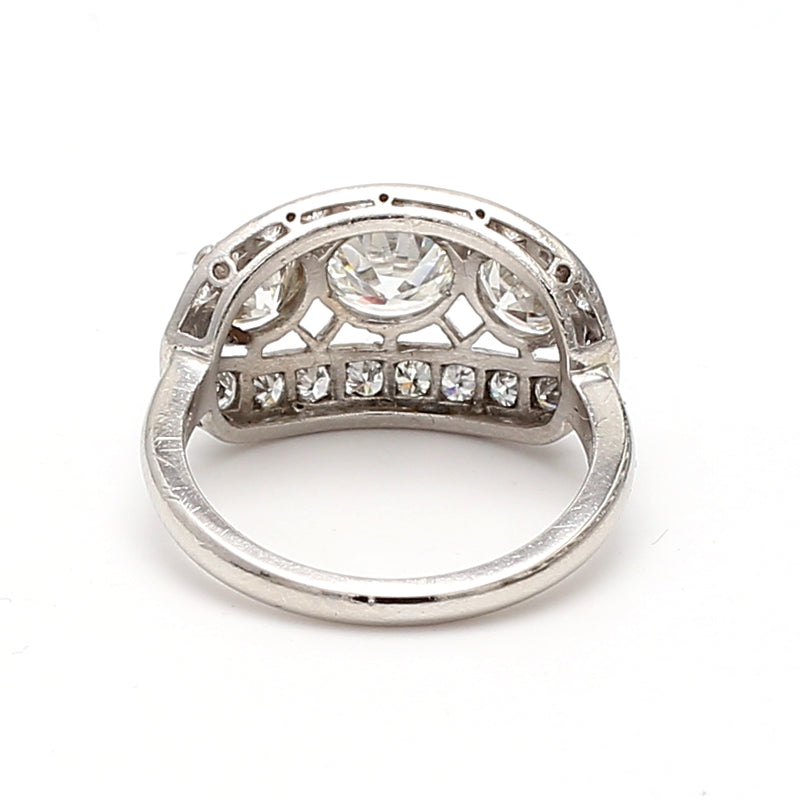 2.26 Carat Circular Brilliant Cut H-VS2 Diamond Platinum Three-Stone Ring