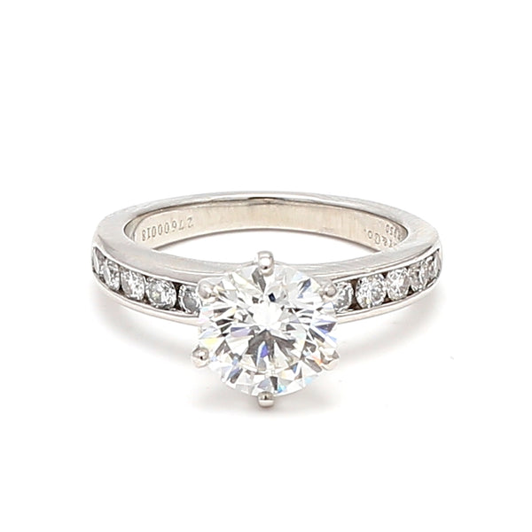 Tiffany and Co 1.57 Carat Round Brilliant Shape H-VS1 Diamond Platinum Engagement Ring