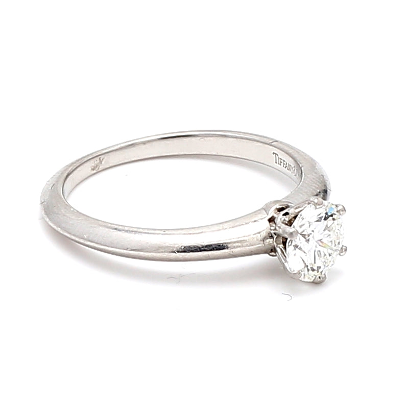 Tiffany and Co 0.70 Carat Round Brilliant Shape G-VS1 Diamond Platinum Engagement Ring