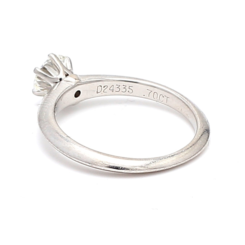 Tiffany and Co 0.70 Carat Round Brilliant Shape G-VS1 Diamond Platinum Engagement Ring