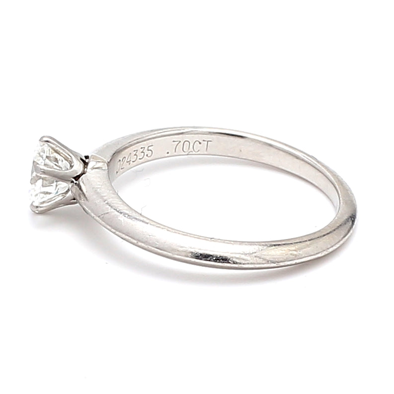 Tiffany and Co 0.70 Carat Round Brilliant Shape G-VS1 Diamond Platinum Engagement Ring