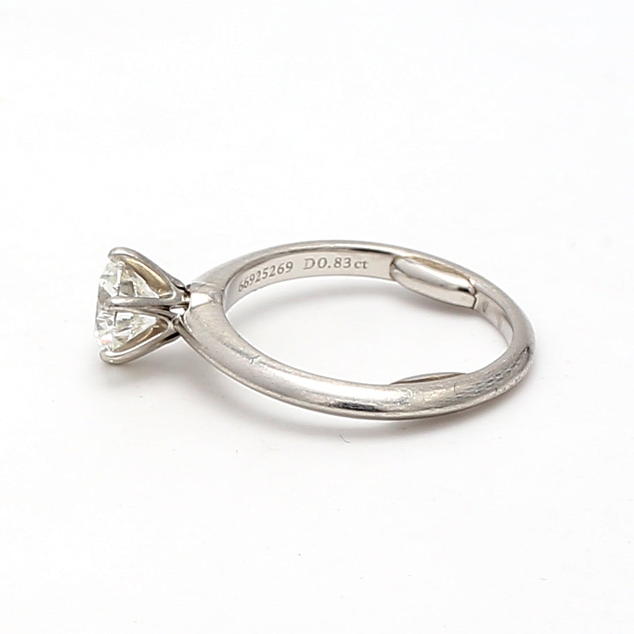 Tiffany and Co 0.83 Carat Round Brilliant I-VS1 Diamond Platinum Engagement Ring