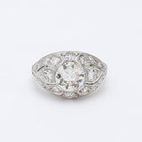 Art Deco 4.80 Grams 1.19 Carat Circular Brilliant Cut Shape L-I1 Diamond Platinum Wedding Ring