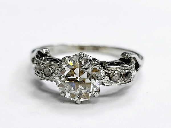 1.17 Carat Circular Brilliant Cut Shape I-SI2 Diamond Platinum Engagement Ring