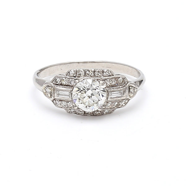 1.04 Carat Circular Brilliant Cut Shape I-VS2 Diamond Platinum Wedding Ring