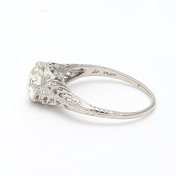 1.36 Carat Circular Brilliant Cut Shape N-I1 Diamond Platinum Wedding Ring