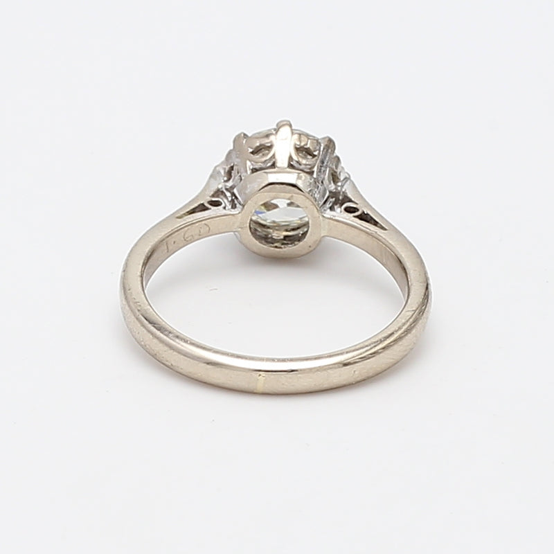 1.66 Carat Circular Brilliant Cut Shape L-VS1 Diamond 18 Karat White Gold Wedding Ring