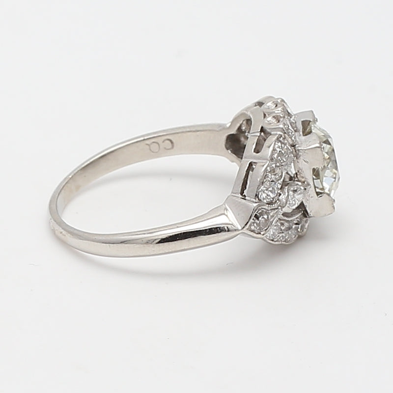 2.47 Carat Old European Cut K-VS1 Diamond Platinum Wedding Ring