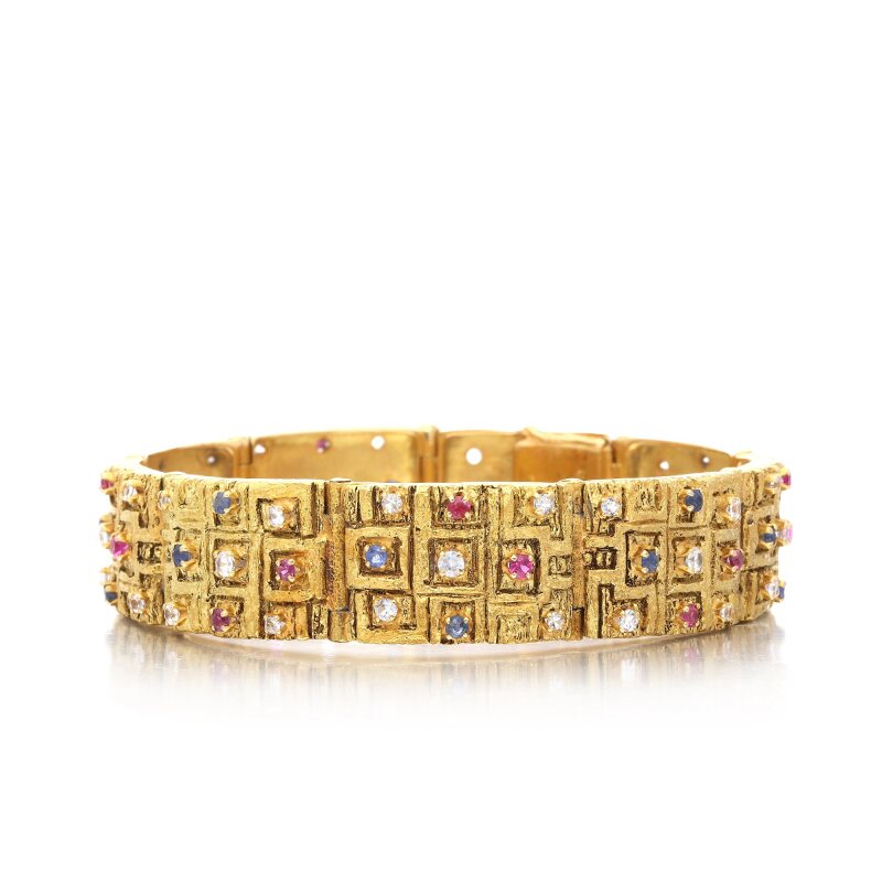0.90 Carat Round Brilliant H-SI1 Diamond 18 Karat Yellow Gold Link Bracelet