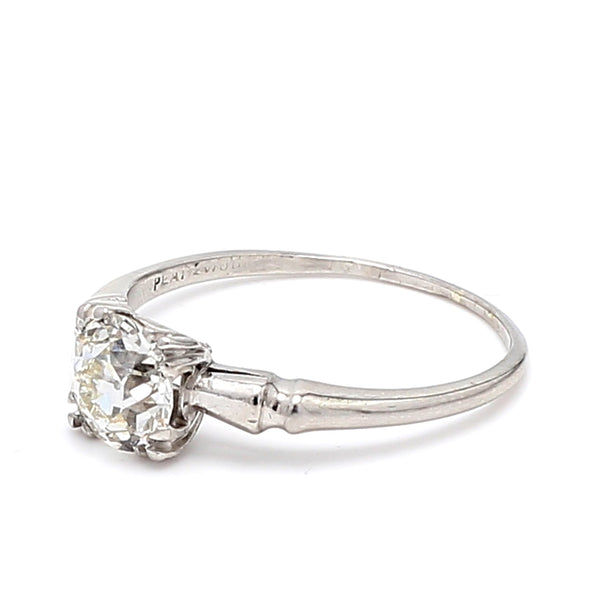 1.24 Carat Old European Cut Shape J-VS1 Diamond Platinum Engagement Ring