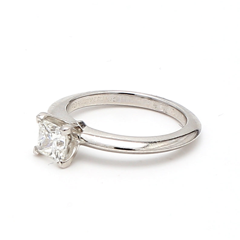 Tiffany and Co 0.55 Carat Princess Cut Shape H-VS1 Diamond Platinum Engagement Ring