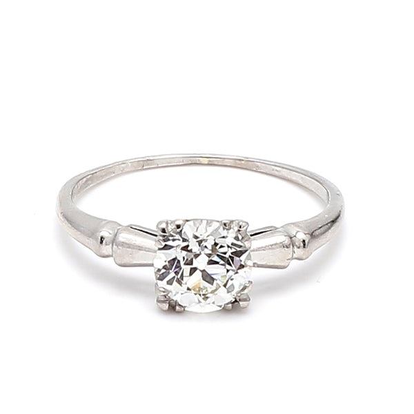 1.24 Carat Old European Cut Shape J-VS1 Diamond Platinum Engagement Ring