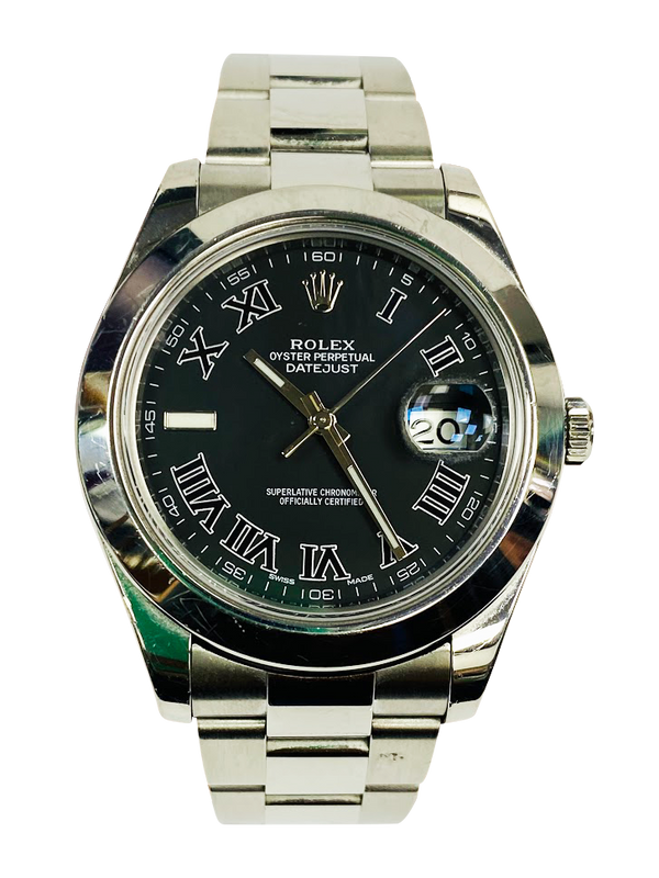 Rolex Datejust Black Roman Dial 2016 Oyster Stainless Steel bracelet 116300