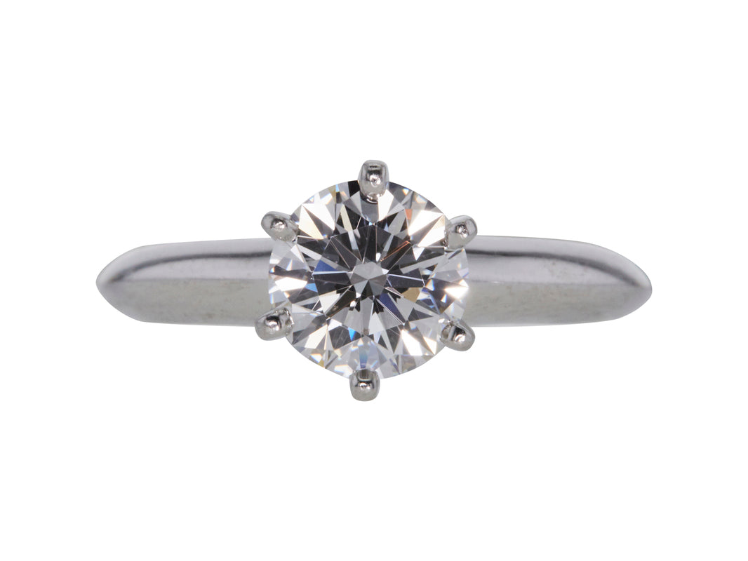 Tiffany and Co 1.09 Carat Round Brilliant F-VS1 Diamond Platinum Engagement Ring