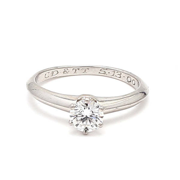 Tiffany and Co 0.60 Carat E-VS1 Platinum Engagement Ring