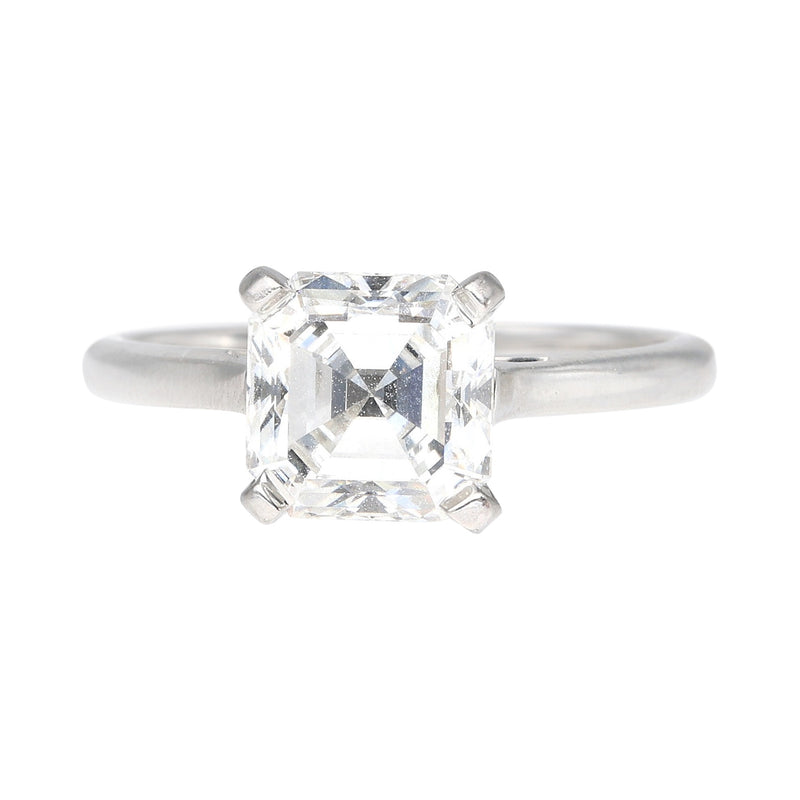 Tiffany and Co 2.02 Carat Asscher Cut F-VS2 Diamond Platinum Engagement Ring