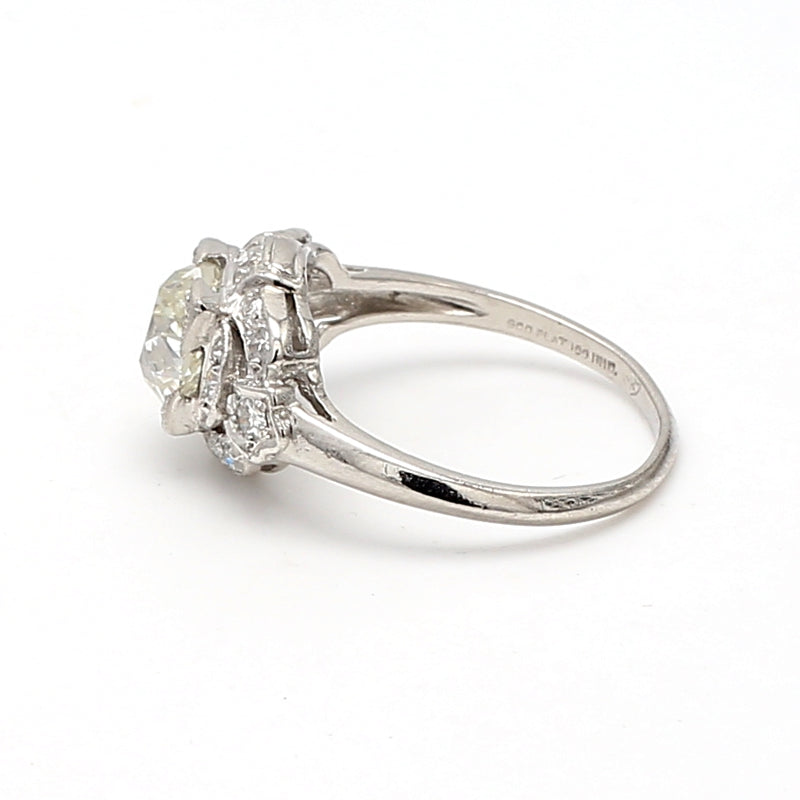 1.42 Carat Old European Cut K-VS1 Diamond Platinum Wedding Ring