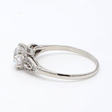 1.14 Carat Old European Cut Shape E-SI1 Diamond Platinum Wedding Ring