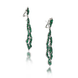39.30 Carat Diamond and Emerald  18 Karat White Gold Dangling Earring