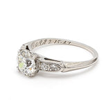 1.39 Carat Old European Cut K-I1 Diamond Platinum Engagement Ring