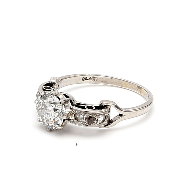1.17 Carat Circular Brilliant Cut Shape I-SI2 Diamond Platinum Engagement Ring
